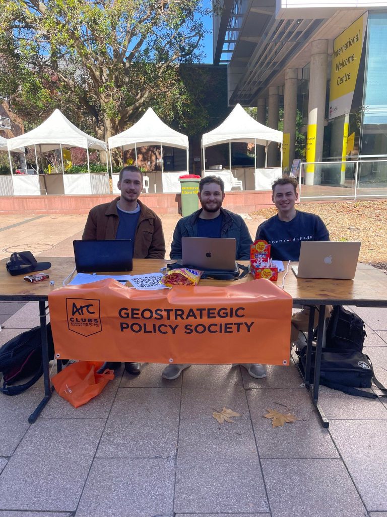 Geostrategic Policy Society’s first event at UNSW orientation week was deemed a resounding success